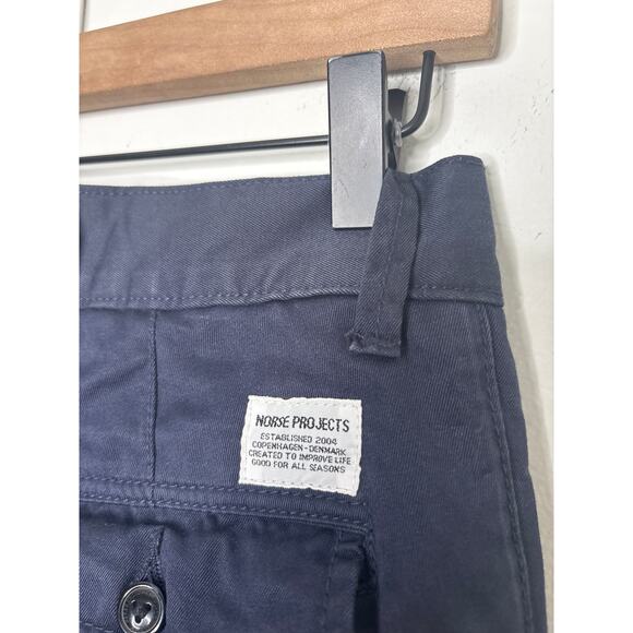 Norse Projects Arnkell Light Chino Pants Mens Size 28 Navy Blue Preppy Casual - Picture 9 of 10